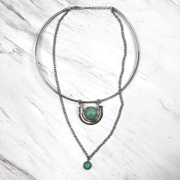 Choker Style Layered Turquoise Necklace - Picture 4 of 5